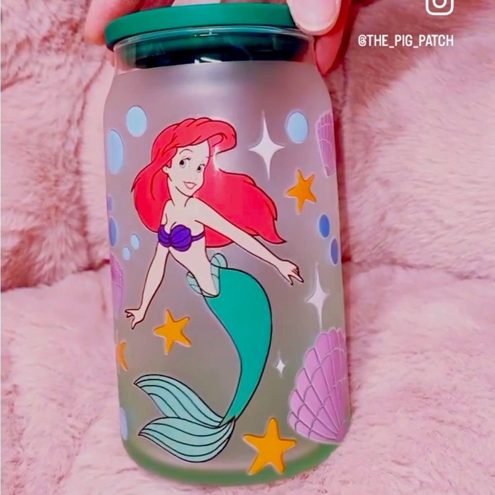 Glass beer can with glass straw